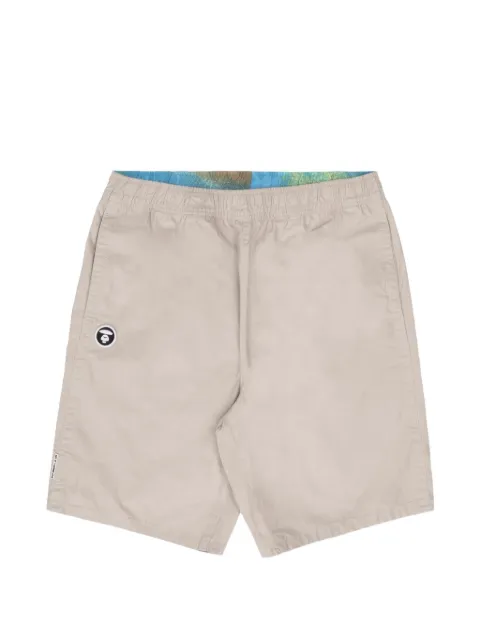 AAPE BY *A BATHING APE® moonface embroidered reversible shorts Neutrals AAPSPM6967XAK