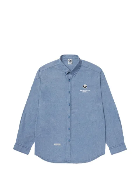 AAPE BY *A BATHING APE® moonface patch button-down shirt Blue AAPSTM8432XXK