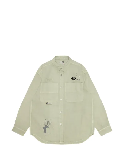 AAPE BY *A BATHING APE® Moonface splatter embroidered shirt Green AAPSTM8480XXM