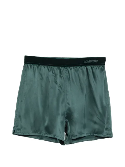 TOM FORD logo-waistband silk pyjama bottoms Green SH0080FAX1720