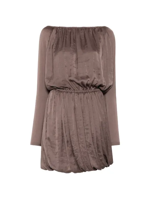 Saint Laurent elasticated long-sleeve midi dress Brown 861317Y6I66