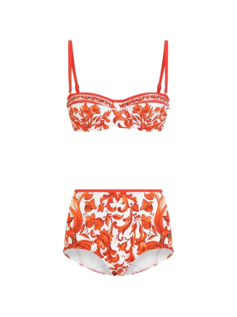 Dolce & Gabbana majolica-print bikini Orange O8A27JONO19
