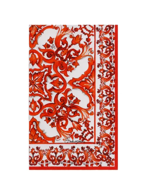 Dolce & Gabbana Majolica-print terry beach towel Red O5A03JONN82