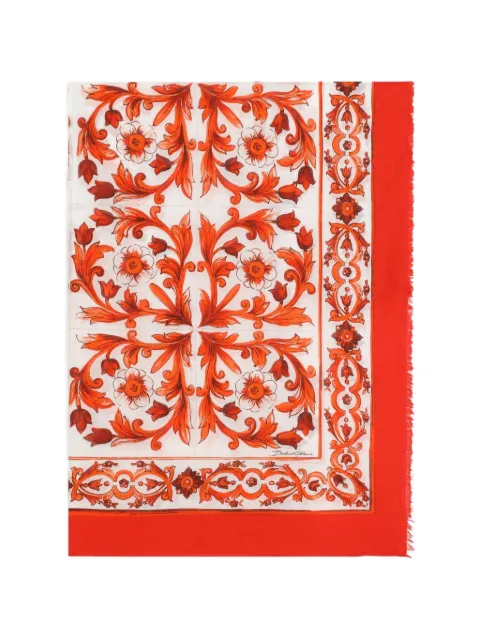Dolce & Gabbana Majolica-print batiste sarong White O4A01JONO20