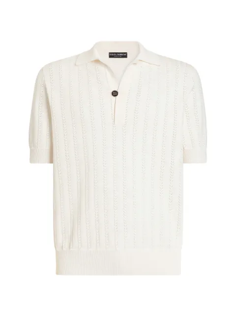 Dolce & Gabbana polo shirt in perforated cotton Neutrals GXZBRTJBCJO