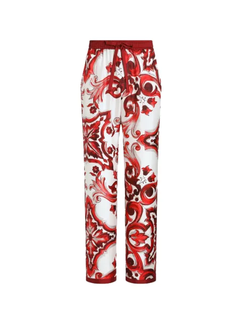 Dolce & Gabbana Majolica-print twill vanity trousers White GVRMATHI13F