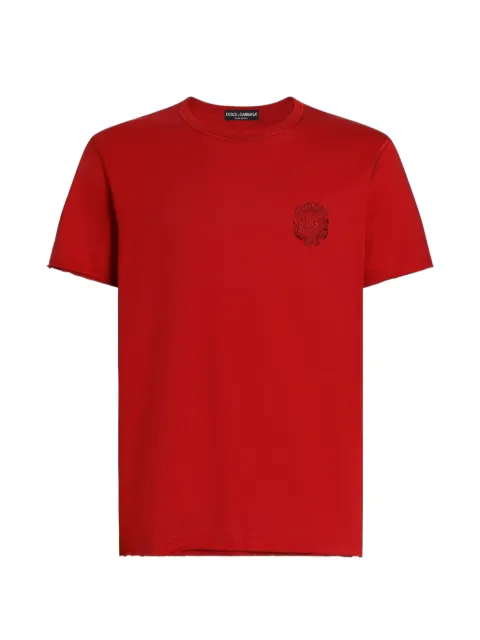 Dolce & Gabbana cotton T-shirt with patch Red G8TQ8ZG7QNN