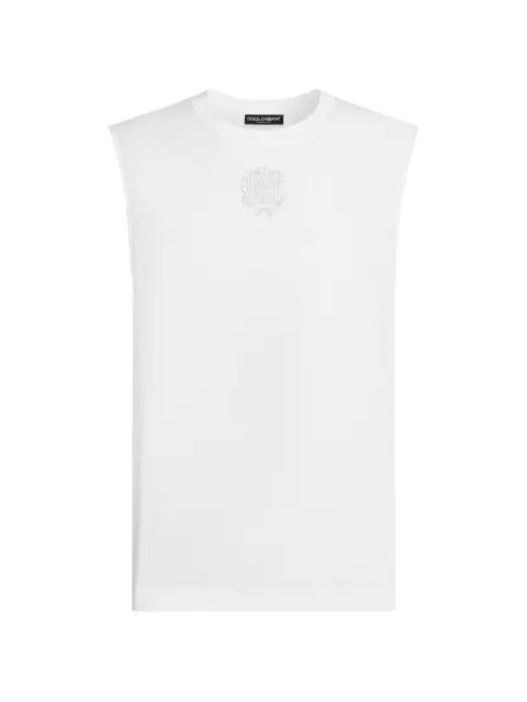 Dolce & Gabbana cotton tank top with patch White G8SW2ZG7QNN