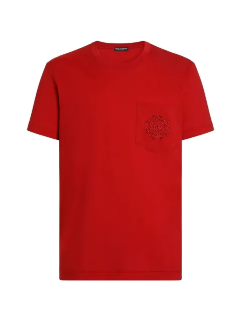 Dolce & Gabbana cotton T-shirt with logo embroidery Black G8RA2ZG7P7T