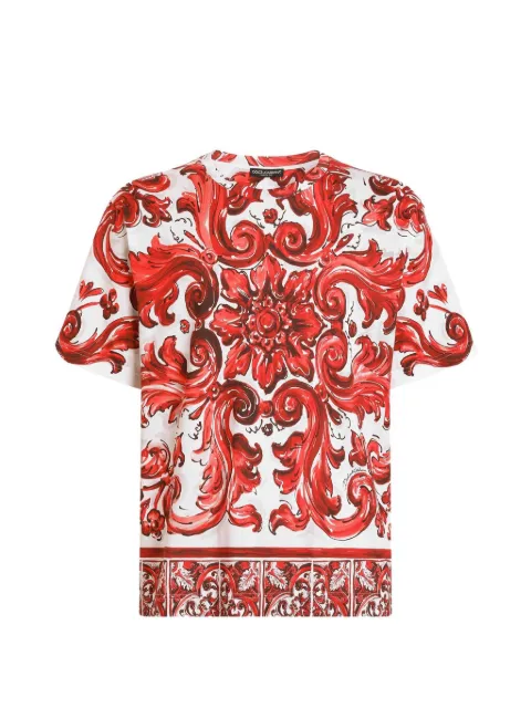 Dolce & Gabbana Majolica-print cotton t-shirt Red G8PN9TII7KO