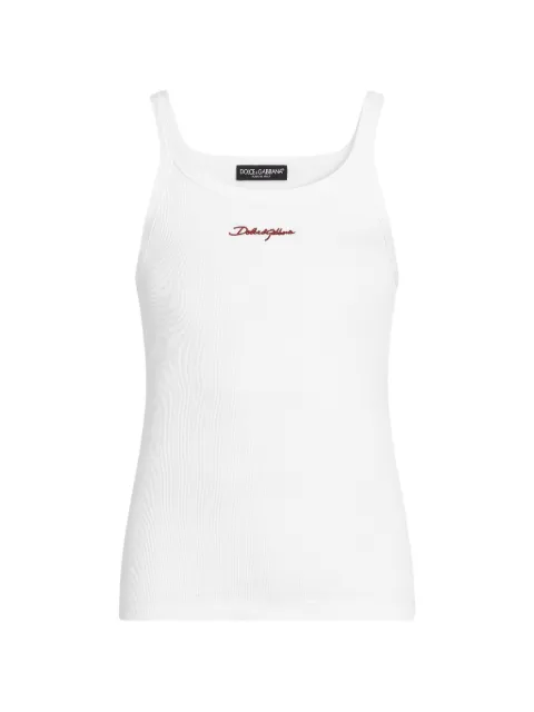 Dolce & Gabbana cotton tank top with DG embroidery White G8PA8ZG7QNQ