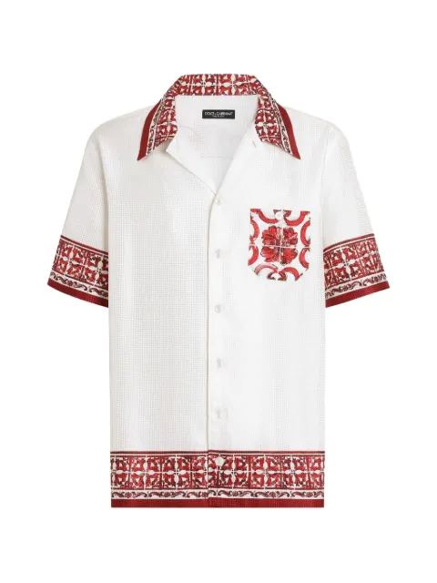 Dolce & Gabbana Majolica-print bright jacquard Hawaii shirt White G5JH9THI135