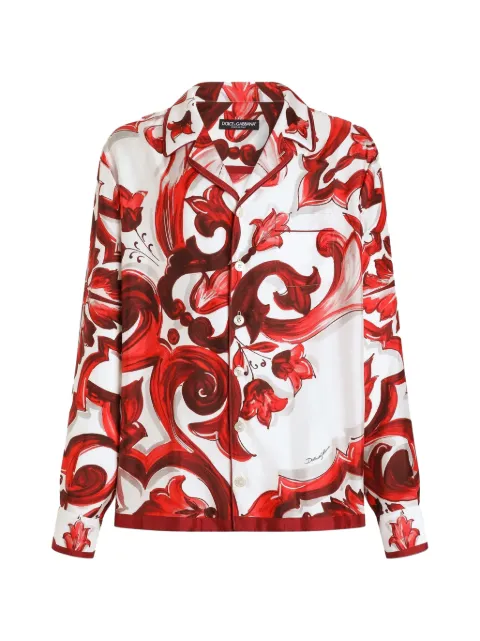 Dolce & Gabbana Majolica-print Vanity twill shirt Red G5IF1THI13F