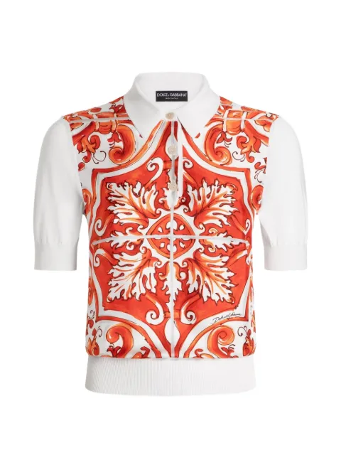 Dolce & Gabbana Majolica-print silk pullover White FXZ28TJBSP8