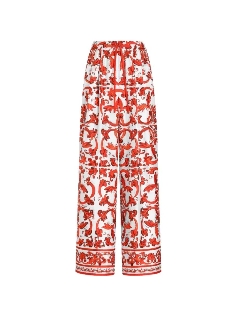 Dolce & Gabbana Majolica-print silk trousers White FTDBNTGDDRE