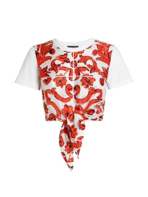 Dolce & Gabbana jersey Majolica-print t-shirt White F8W50TGDDT2