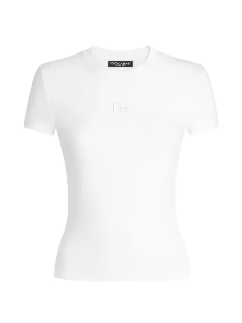 Dolce & Gabbana jersey T-shirt with dg embroidery White F8W47ZGDDYF