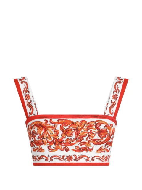 Dolce & Gabbana top in Majolica-print mat White F7U70TGDDRC
