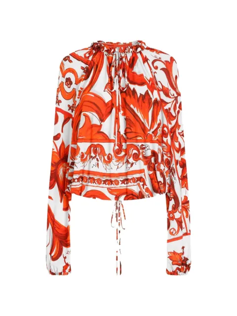 Dolce & Gabbana Majolica-print organzine top White F7BS4TFS8DR