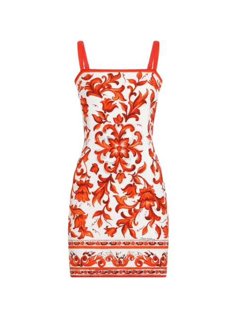 Dolce & Gabbana Majolica-print Charmeuse dress Red F6TVVTGDDRJ