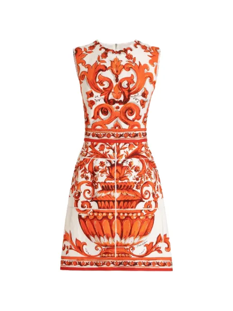 Dolce & Gabbana Majolica-print short dress Neutrals F68A8TGDDRC
