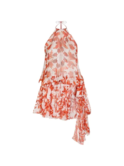 Dolce & Gabbana Majolica-print chiffon short dress White F614ZTGDDRH