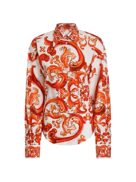 Dolce & Gabbana Majolica-print poplin shirt White F5U30TGDDRD