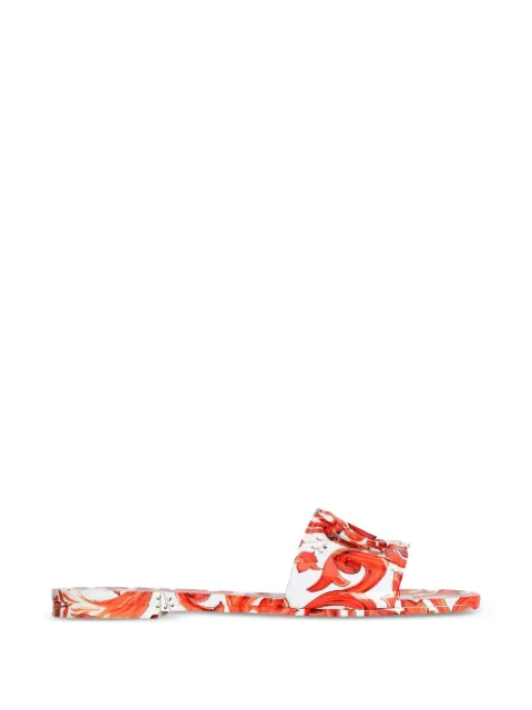 Dolce & Gabbana Majolica-print rubber beachwear slides White CW2215AE854