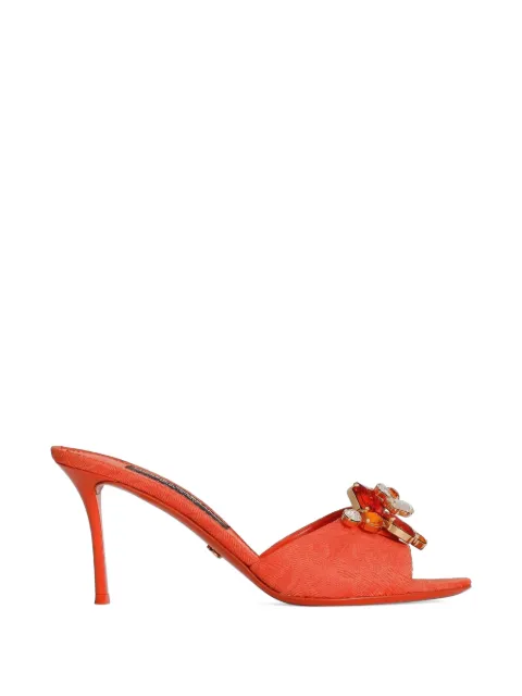 Dolce & Gabbana brocade mules with embroidery Orange CR1958A9AA2