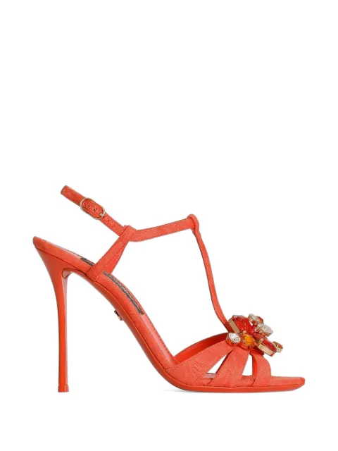 Dolce & Gabbana brocade sandals with embroidery Orange CR1959A9AA2