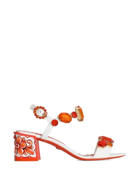Dolce & Gabbana Patent leather sandals with embroidery White CR1733AT848