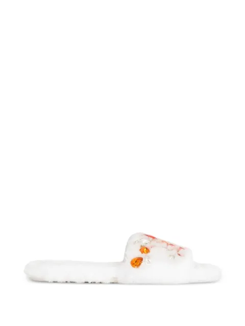Dolce & Gabbana flat faux-fur slippers White CQ0721A0612