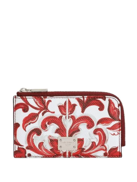 Dolce & Gabbana Majolica-print calfskin card holder White BP3274A0646
