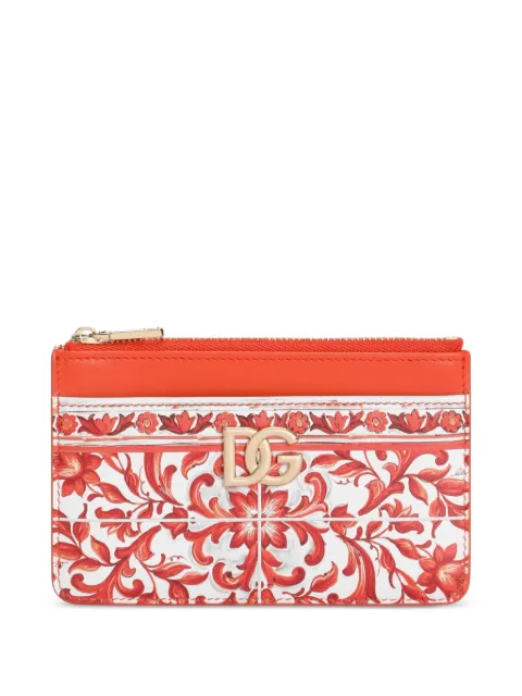 Dolce & Gabbana majolica-print 3.5 calfskin card holder Red BI1261AO026