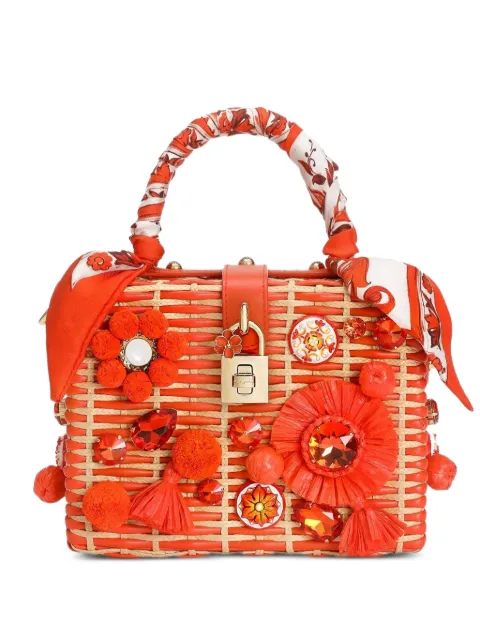 Dolce & Gabbana Dolce Box handbag in raffia Orange BB5970A0403