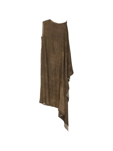 Uma Wang geometric-print draped asymmetric dress Brown S6WUW5042