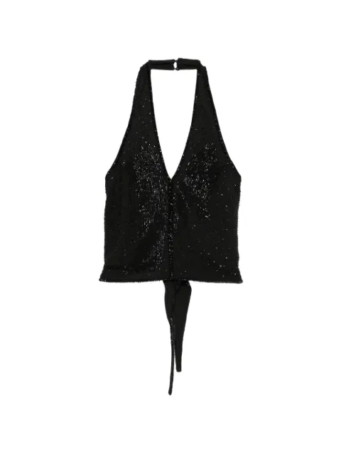 Patrizia Pepe bead-embellished halterneck top Black 2C1691A740