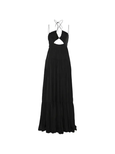 Patrizia Pepe maxi cut-out satin dress Black 2A3065A772