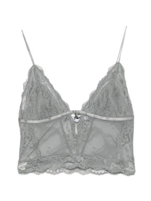 Patrizia Pepe lace-panelled V-neck bralette Grey 2I0144A602