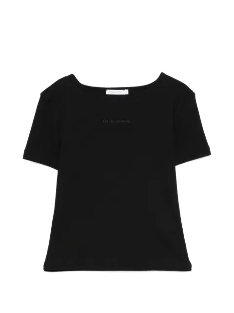 Patrizia Pepe ribbed logo-embroidered T-shirt Black 2M4522J407