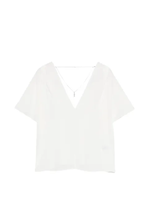 Patrizia Pepe jewel-detail V-neck blouse White 2C1729A739