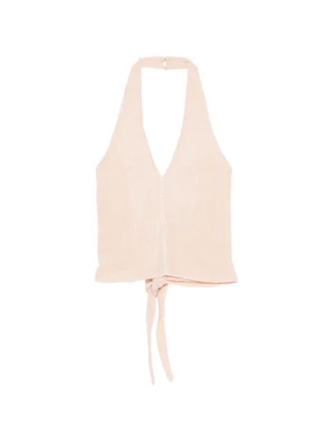 Patrizia Pepe bead-embellished georgette top Neutrals 2C1684A750