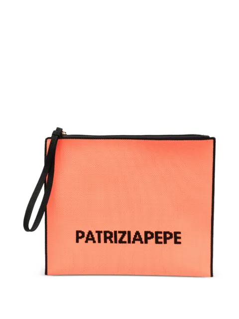 Patrizia Pepe In The City logo-print clutch bag Orange 2Q0014K264
