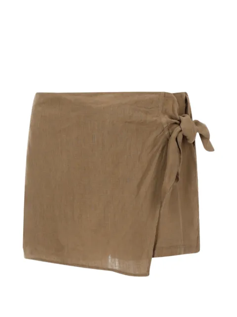 120% Lino wrap-style tie-fastening shorts Brown 33ALIW29RP000011500092