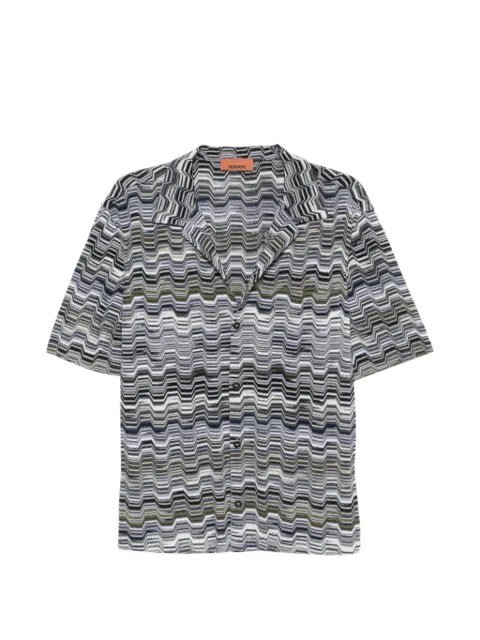 Missoni zigzag-knit camp-collar shirt Grey US26SJ0ABR014O