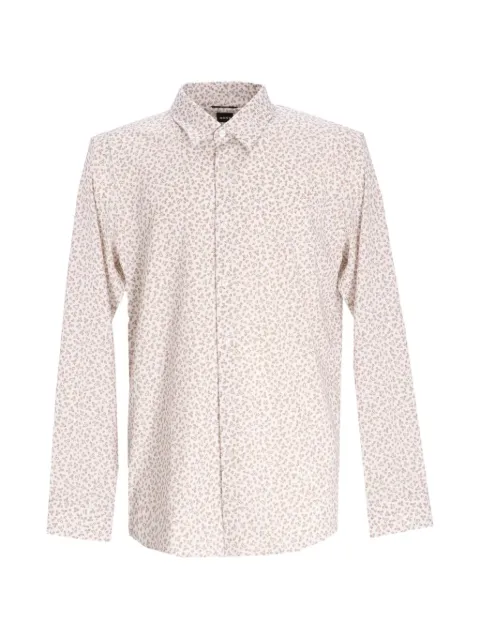 BOSS button-down patterned cotton shirt Neutrals 50560691