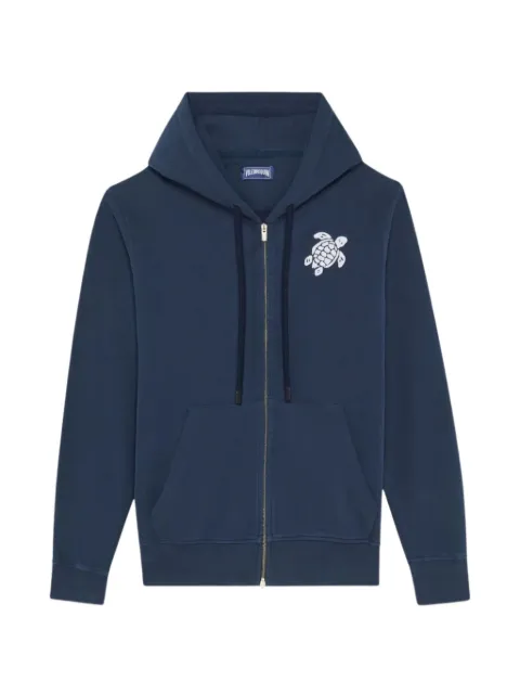 Vilebrequin Big Turtle embroidery zip-up hoodie Blue MLACM905
