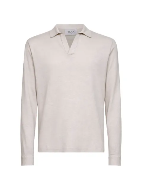 D4.0 v-neck long-sleeve polo shirt Neutrals 6019196803010
