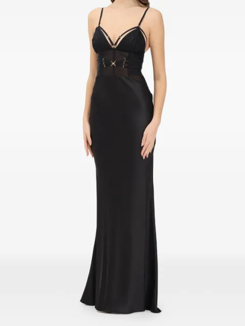 Elisabetta Franchi Red Carpet dress in satin with elastic straps Black ABR5362E2