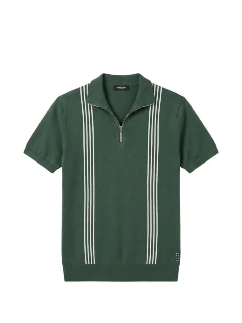 Ron Dorff stripe-detail zip-neck polo shirt Green 21TS1701VS